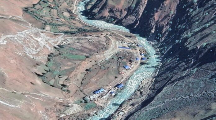 डोल्पा घटना : चौकीका प्रहरी सम्पर्कमा, युवक बेपत्ता घटना भएको स्थान । तस्वीर : गुगुल अर्थ ।